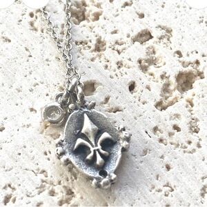 NWT VB&Co Artisan Crafted Double Sided Fleur De Lis Pendant Necklace